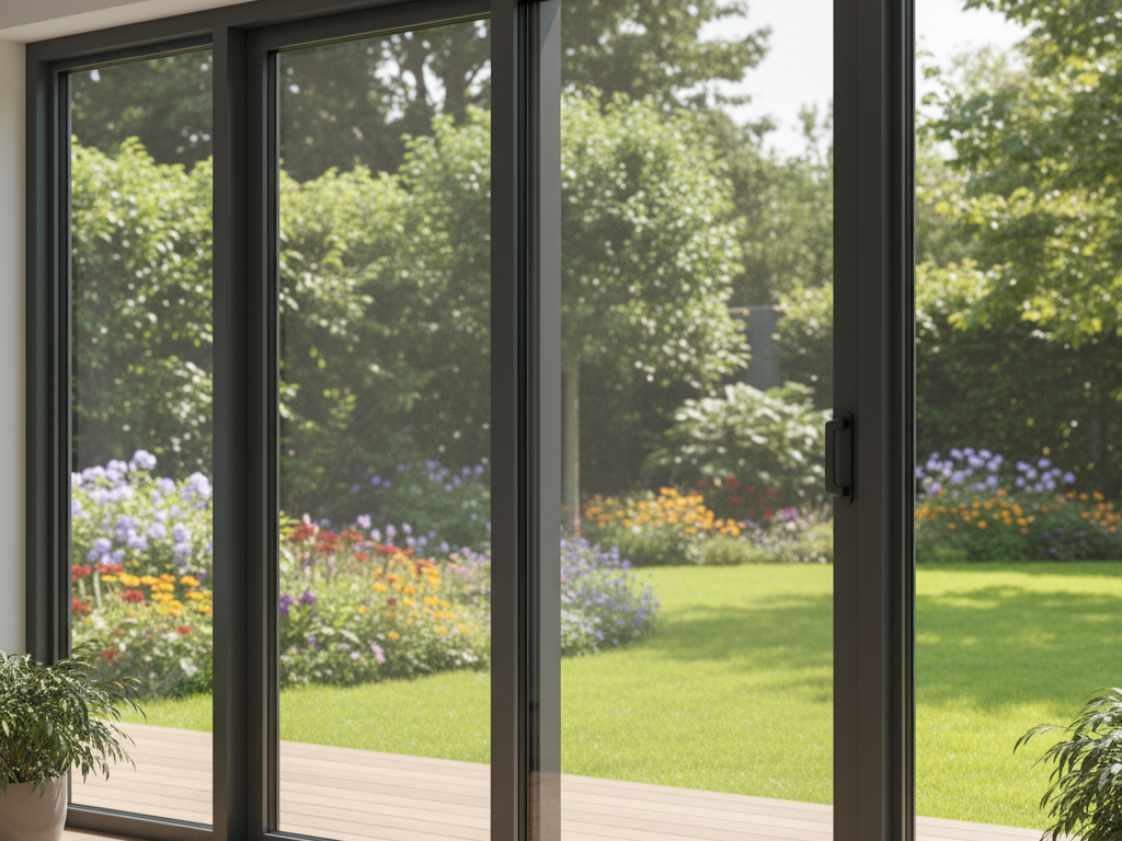 Bursa'da pencere ve kapılar için uygulanan pratik sürme (yana kayar) sineklik ve klasik menteşeli sineklik sistemleri